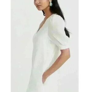 BB Dakota by Steve Madden White Puff Sleeve Dress with Pockets Size Small